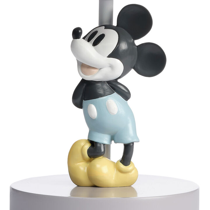 Lambs & Ivy Disney Baby Moonlight Mickey Mouse Lamp with Shade & Bulb - Gray