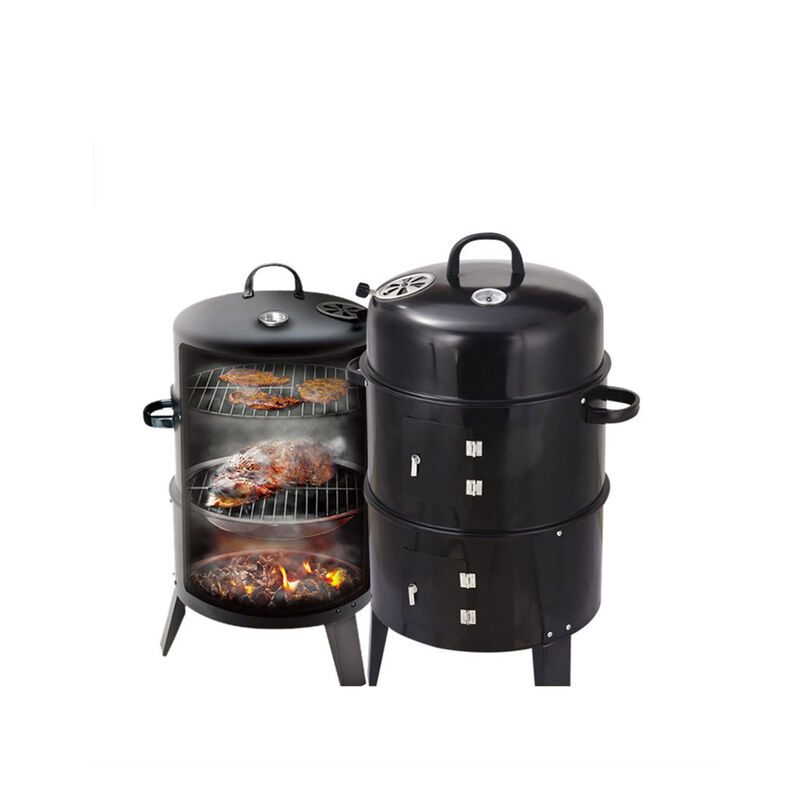 WOW PIONEERDouble Layer Outdoor Charcoal Wood Fired Braising and Smoking Stove Grill Ideal for Backyard Patio Garden Barbecue Cooking and Meat Smoking image number 7