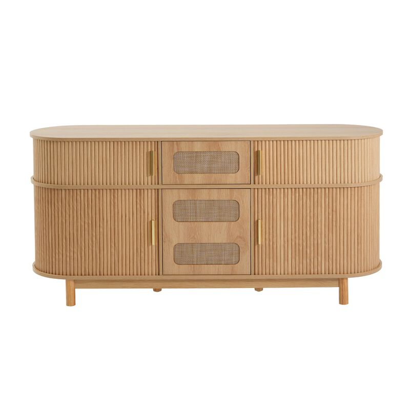 Jixrex 4 Sliding Fluted Doors Sideboard image number 0
