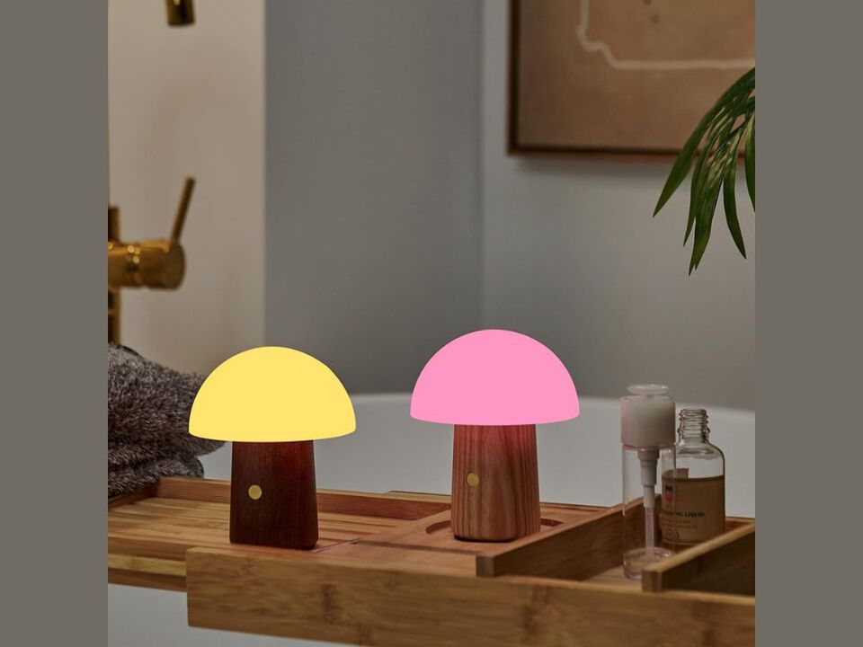 Portable Cordless Table Lamp with Fabric Shade and Dimmable Light