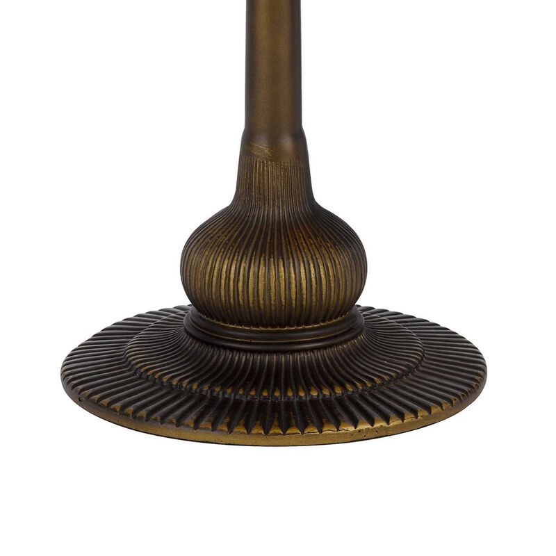 Dio 62 Inch Table Lamp, Colorful Tiffany Style Stained Glass, Bronze Resin - Benzara