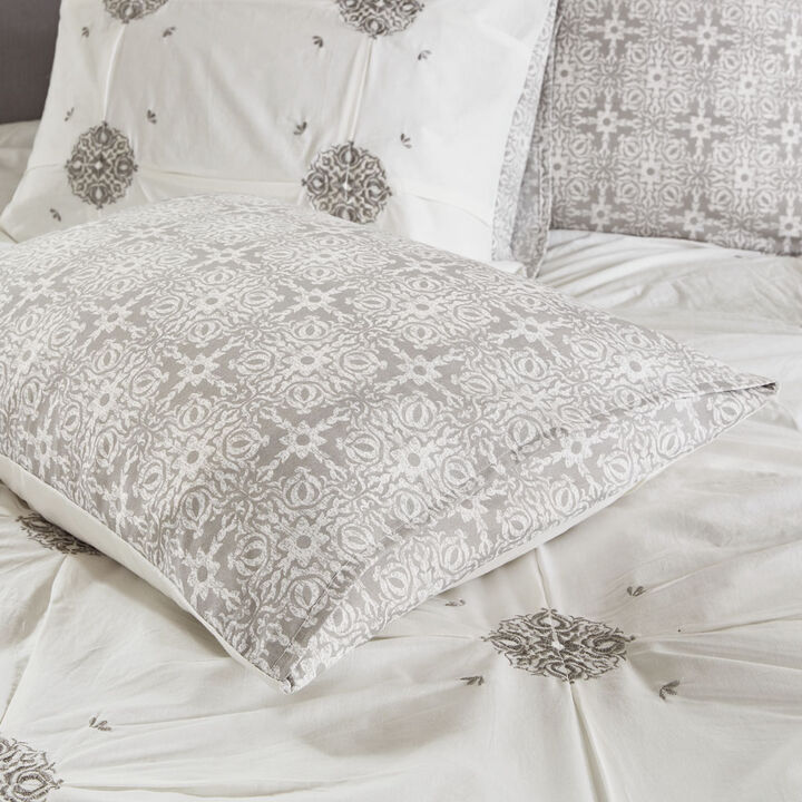 Gracie Mills Donna Shabby Chic Reversible 6-Piece Embroidered Cotton Comforter Set