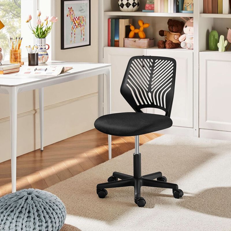 ShipItFurniture Low Back Armless Desk Chair with Lumbar Support, Black image number 8