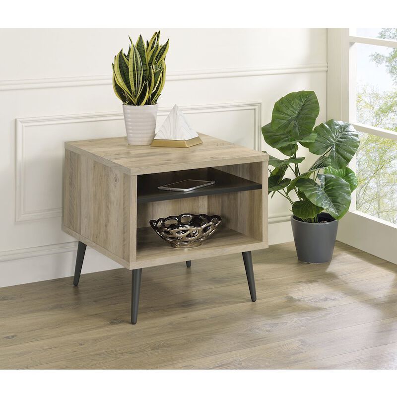 Plethoria Home Antique Pine End Table with Shelf