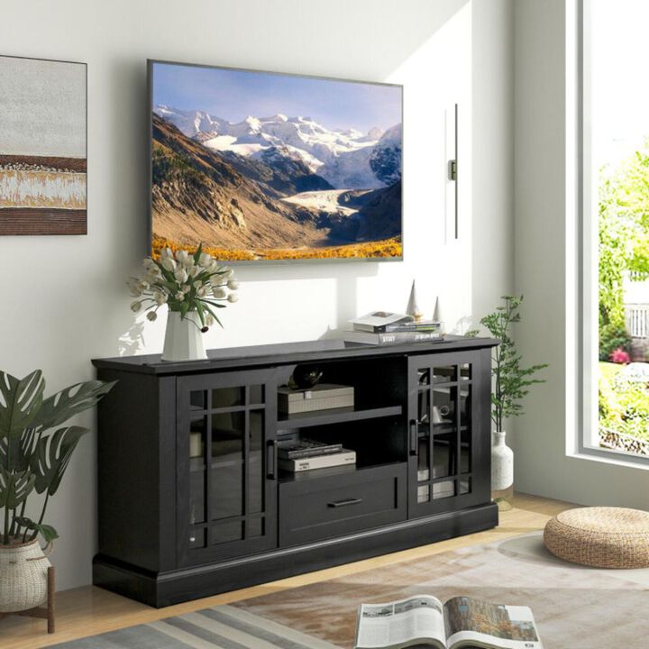 Hivvago TV Stand for TVs up to 70  with Glass Doors Cubbies and Drawer