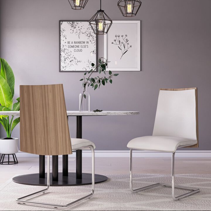 Set of 2 Modern Faux Leather Dining Chairs with Walnut Finish, Stylish Side Chairs