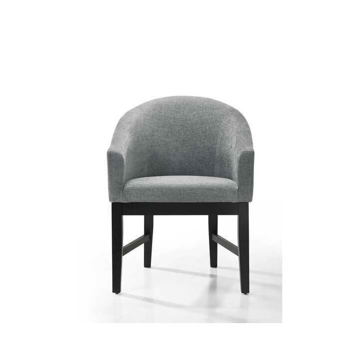 Haven Set of 2 Gray Fabric Barrel Dining Chair with Black Finish Legs