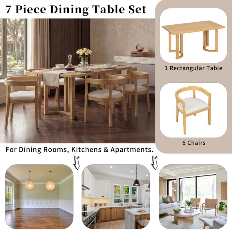 Curquu 7‑Piece Modern Farmhouse Dining Set image number 2