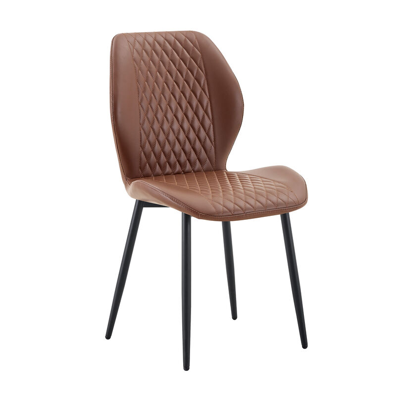 Whisen 4-Pack PU Leather Dining Chairs with Metal Legs, Light Luxury Upholstered Accent Chairs for Dining Room, Office, Study image number 8