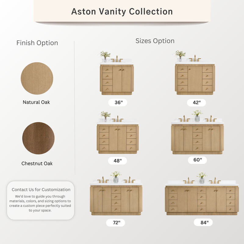 Aston 84 inch Bath Vanity Set in American Oak Finish with Alpine White Quartz Top image number 9