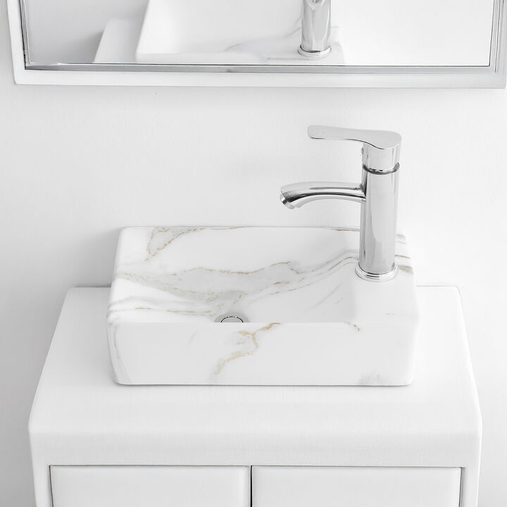 Felix 15 in. W x 8 in. D Modern Wall Mounted Rectangular Ceramic Mini Sink