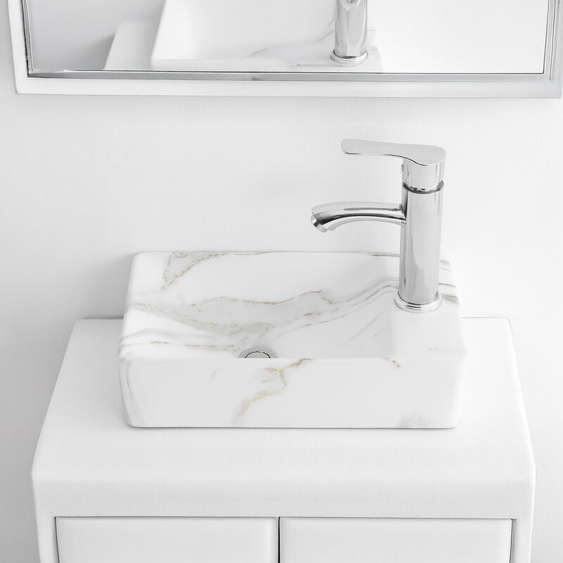 Felix 15 in. W x 8 in. D Modern Wall Mounted Rectangular Ceramic Mini Sink