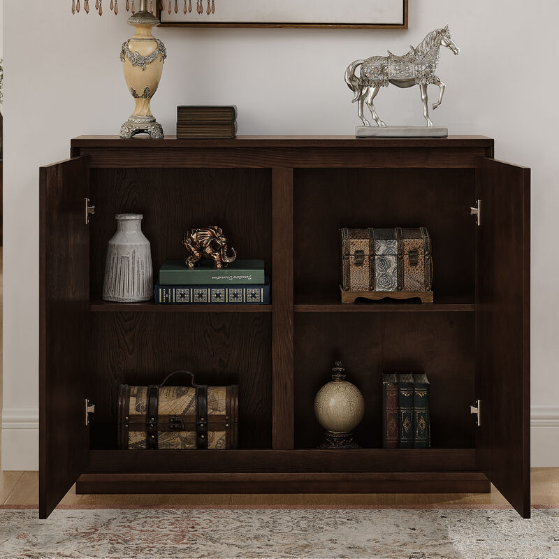 Merax Elegant V-Shape Fluted Sideboard - Multifunctional Storage Cabinet with Outlet Holes image number 4