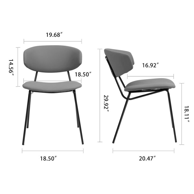 Glamour Home Set of 2 Benito Brown Faux Leather Dining Chair with Black Iron Legs