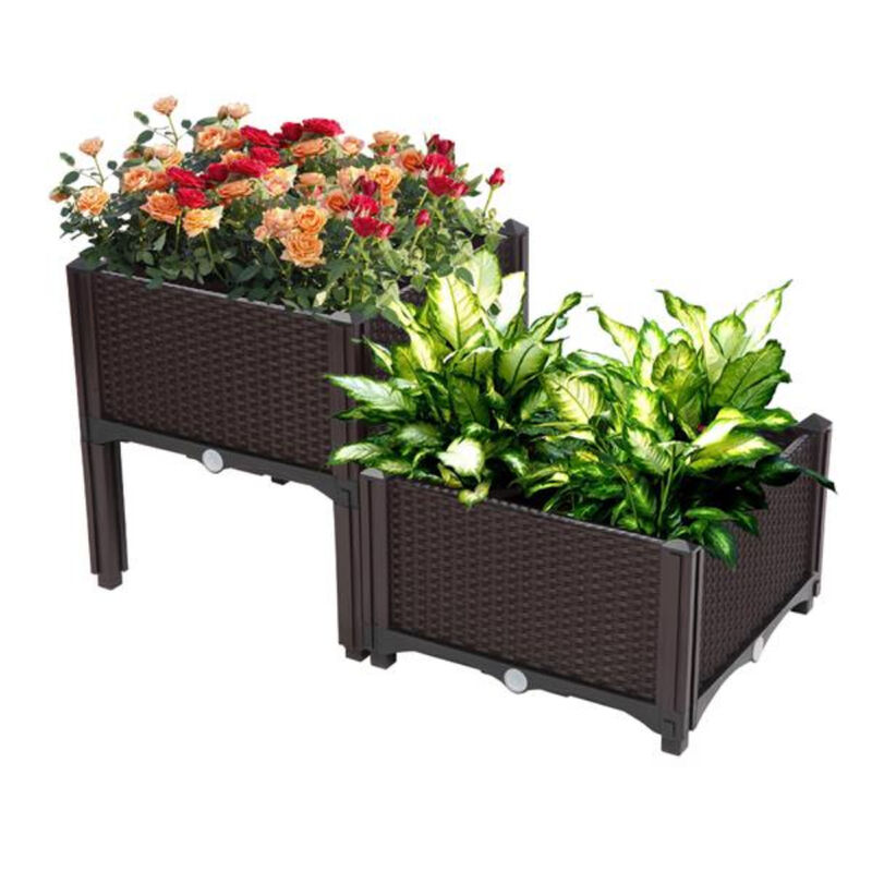 2Pcs Free Splicing Garden Planter Boxes, Durable Injection-Molded Design