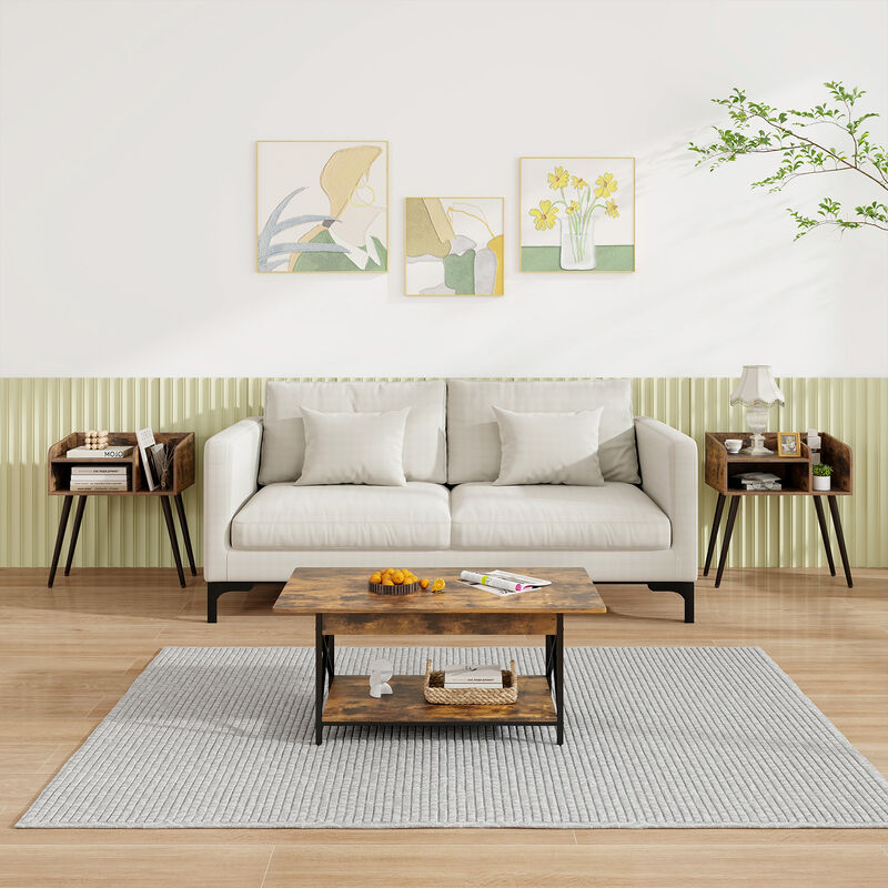 Mid Century Modern Nightstand  with Open Shelves