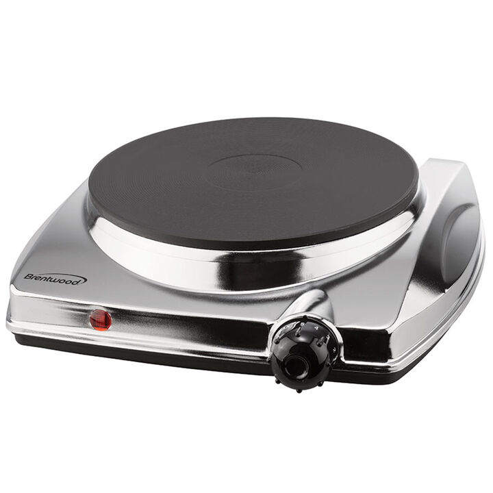 Brentwood Electric 1000W Single Hotplate in Chrome