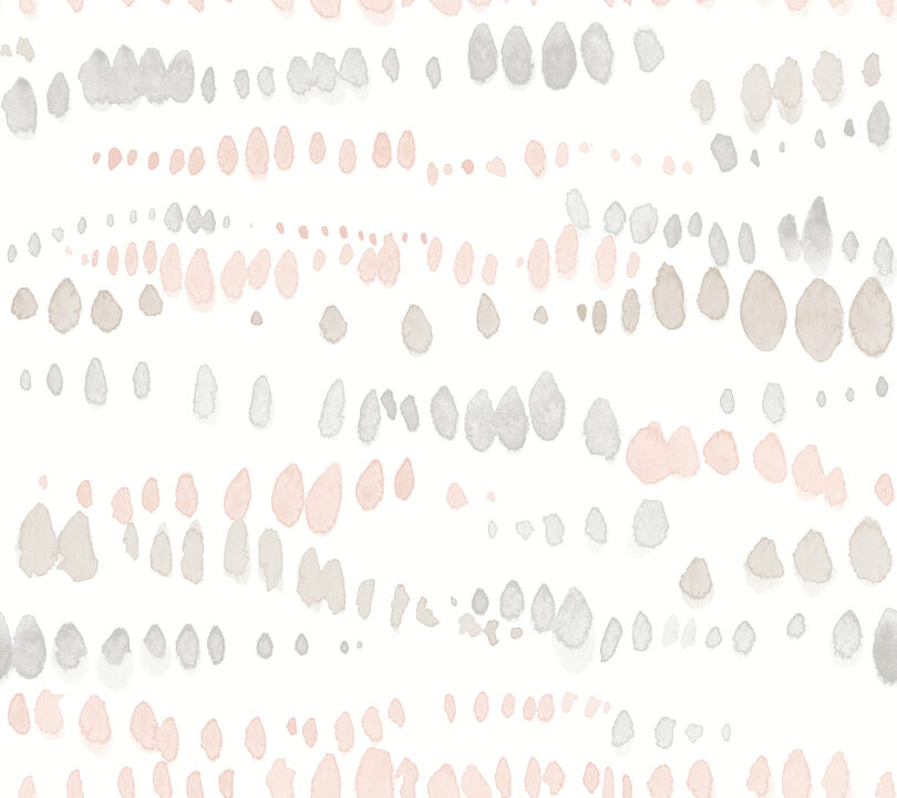 Dewdrops Pink & Grey Wallpaper