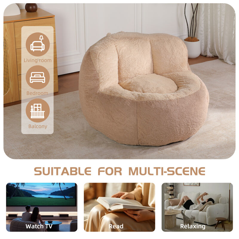 GOODSILO Oversized Bean Bag Chair Lounger Sofa Large Comfy Faux Fur Living Room Furniture image number 6