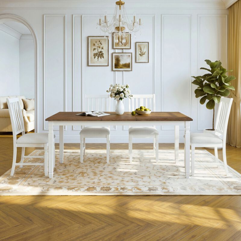 Jedtet Farmhouse 5‑Piece Extendable Dining Table Set image number 2
