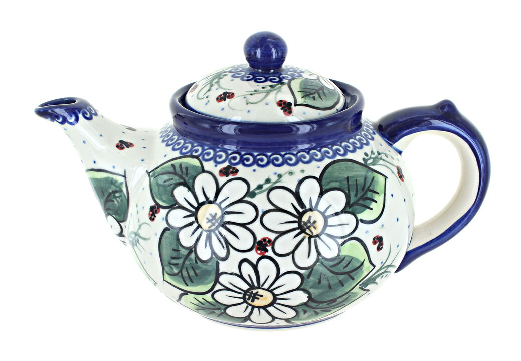 Blue Rose Polish Pottery Blue Starflower Teapot