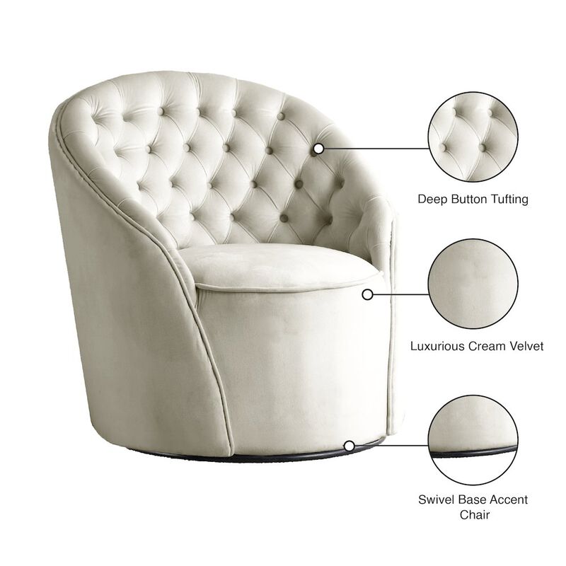 Meridian Furniture Alessio Cream Velvet Accent Chair