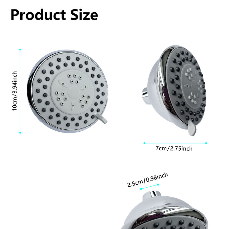 Fixed High-Pressure Rainfall Shower Head, 3 Spray Settings, Adjustable Swivel Ball Joint for Easy Positioning
