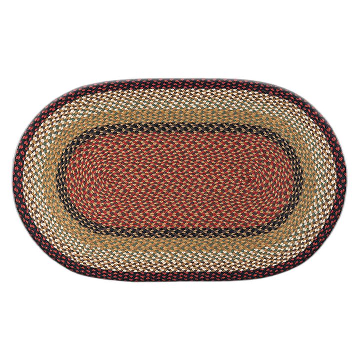 Earth Rugs C-19 Burgundy Mustard Oval Braided Rug 27 X 45