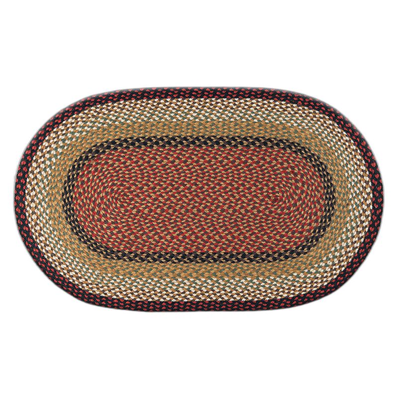 Earth Rugs C-19 Burgundy Mustard Oval Braided Rug 27 X 45 image number 0