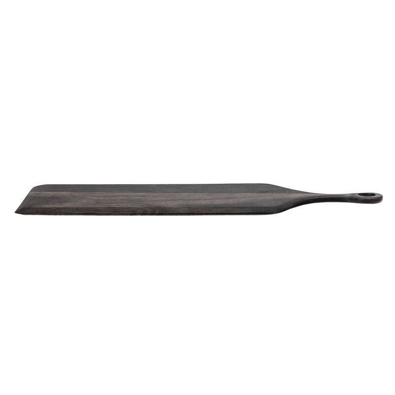 Tall Mango Wood Cheese and Cutting Board with Round Opening on Handle, Black image number 2