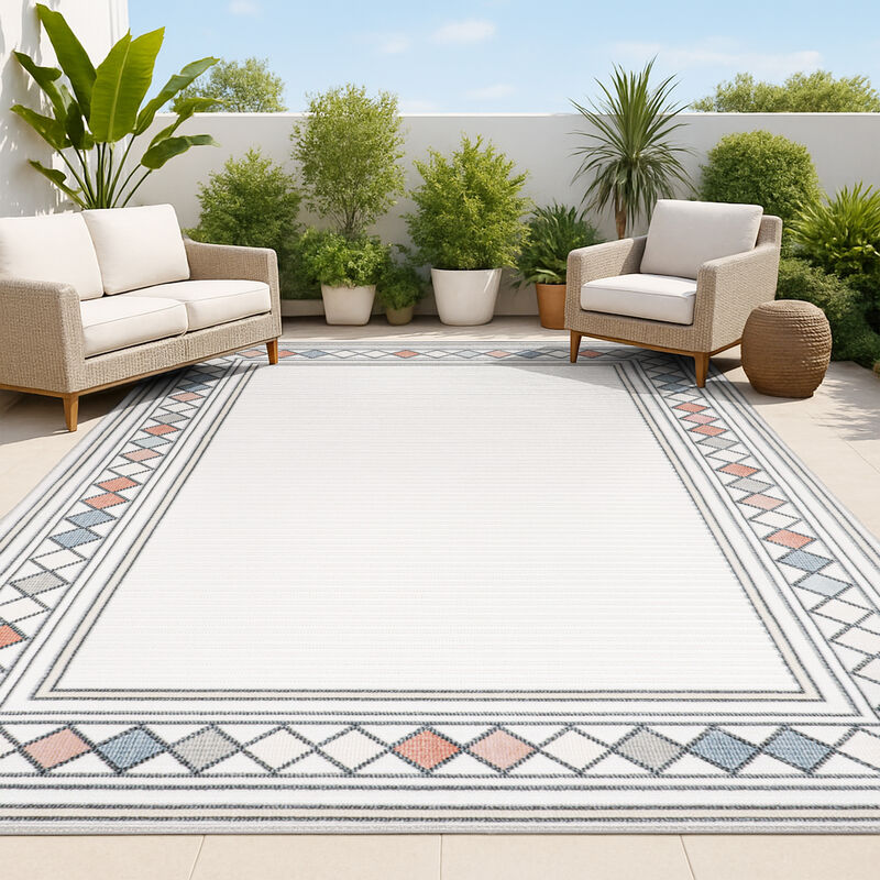 Sebastian High-Low Modern Diamond Border Area Rug