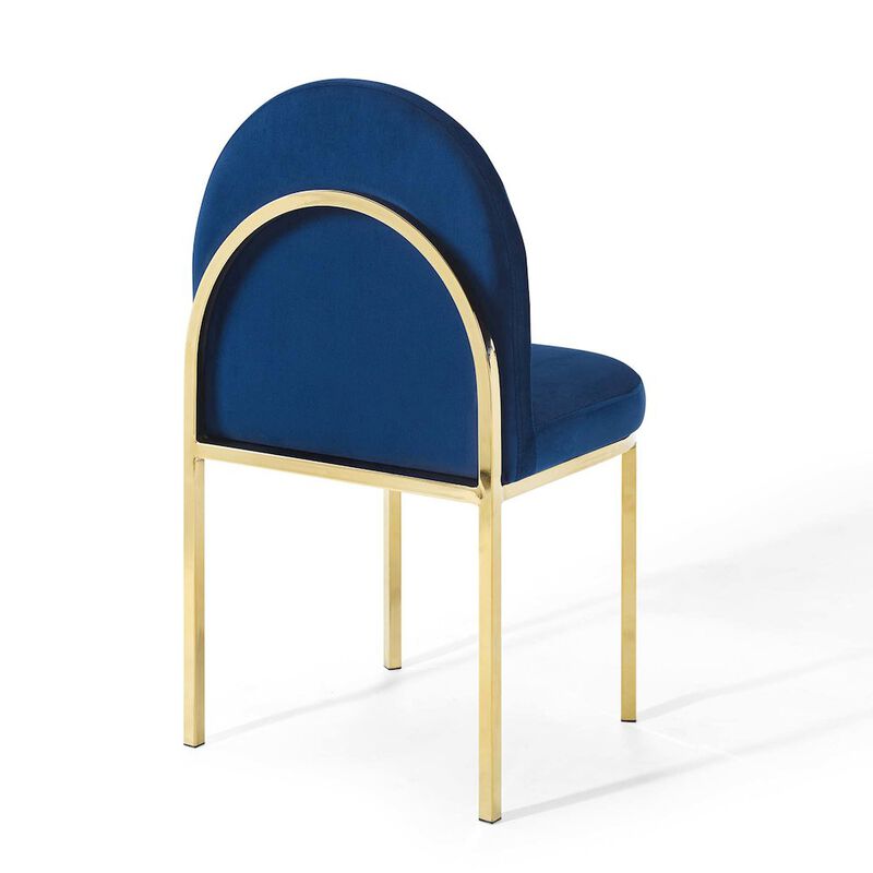 Modway Furniture EEI-4503-GLD-NAV Isla Dining Side Chair for Performance Velvet, Gold Navy - Set of 2 image number 4