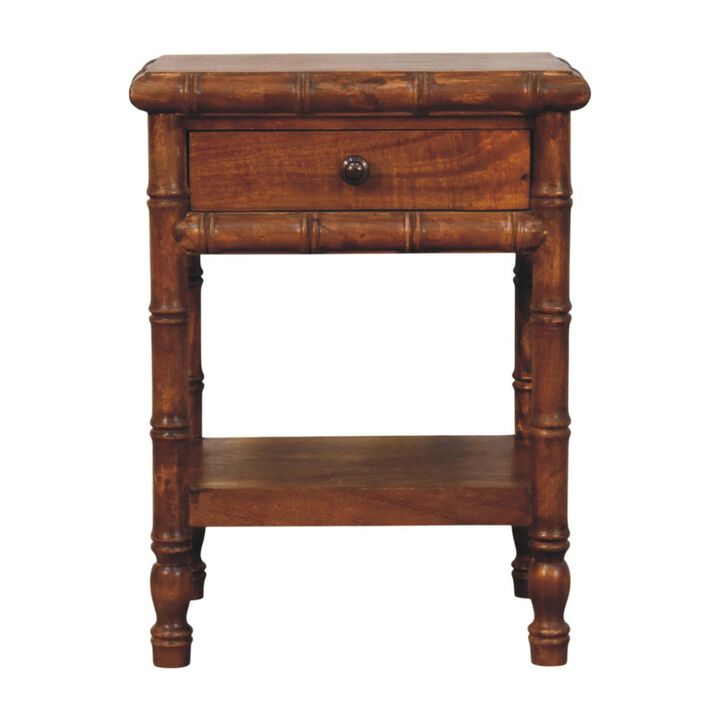 Artisan Furniture Solid Wood Bamboo Heritage Bedside Table, Brown