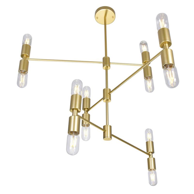 Hand Crank 12 Light Chandelier With Medallion Gold Finish