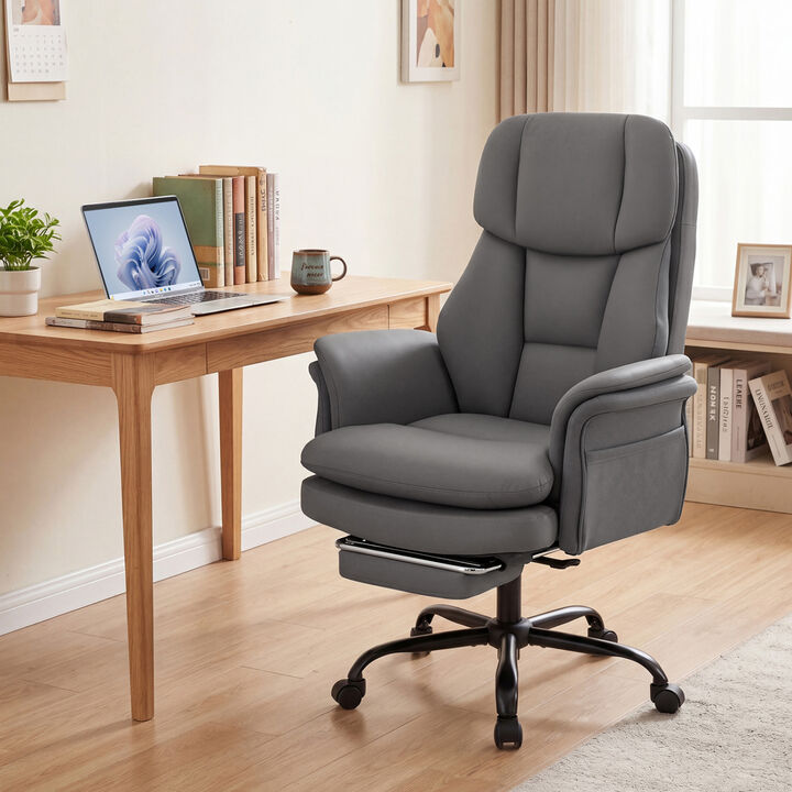 Ergonomic Cross Legged Office Chair Big and Tall with Retractable Footrest