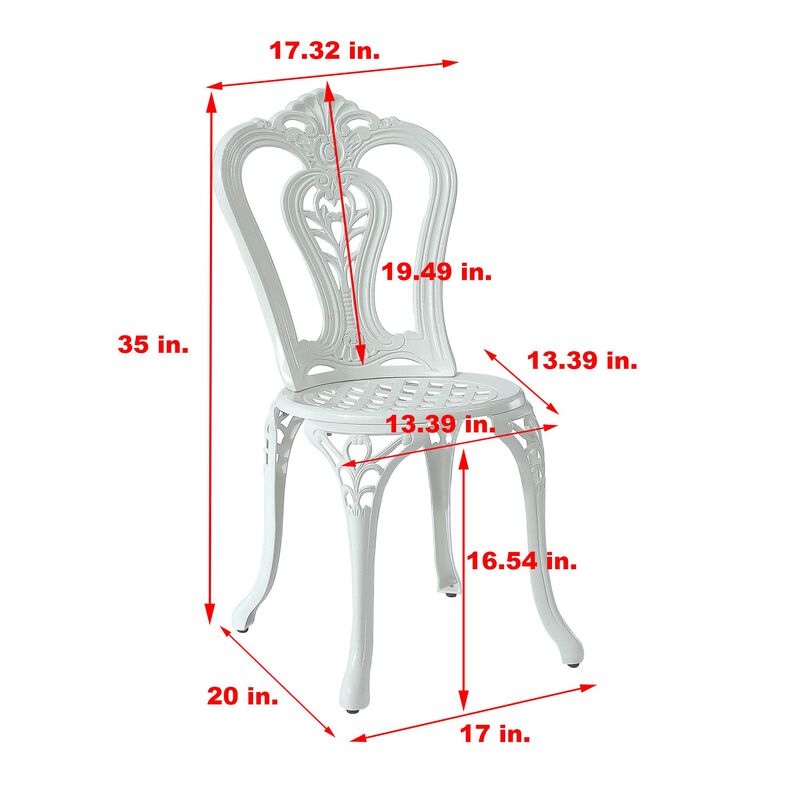 MONDAWE Antique Cast Aluminum Bistro Chairs Hollow Back (Set of 2) image number 3