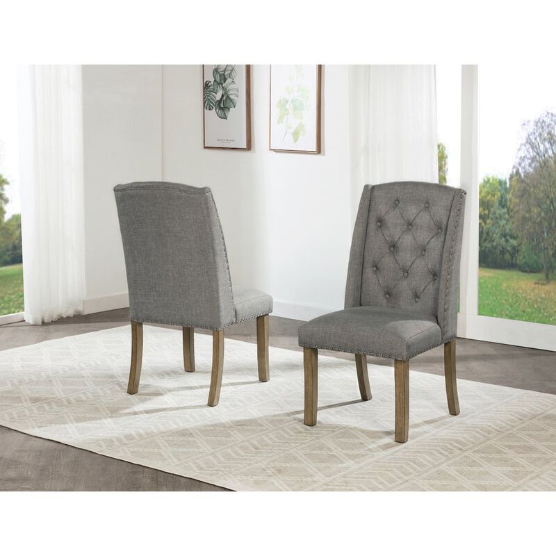 Dark Grey Dining Chair With Linen Fabric