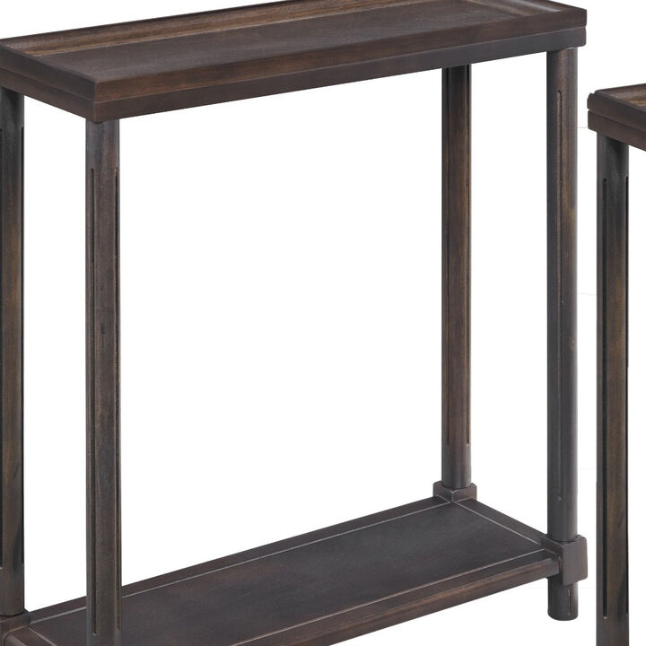 Set of 2 Wood Rectangular End Tables with Shelf, Compact Side Tables for Any Room