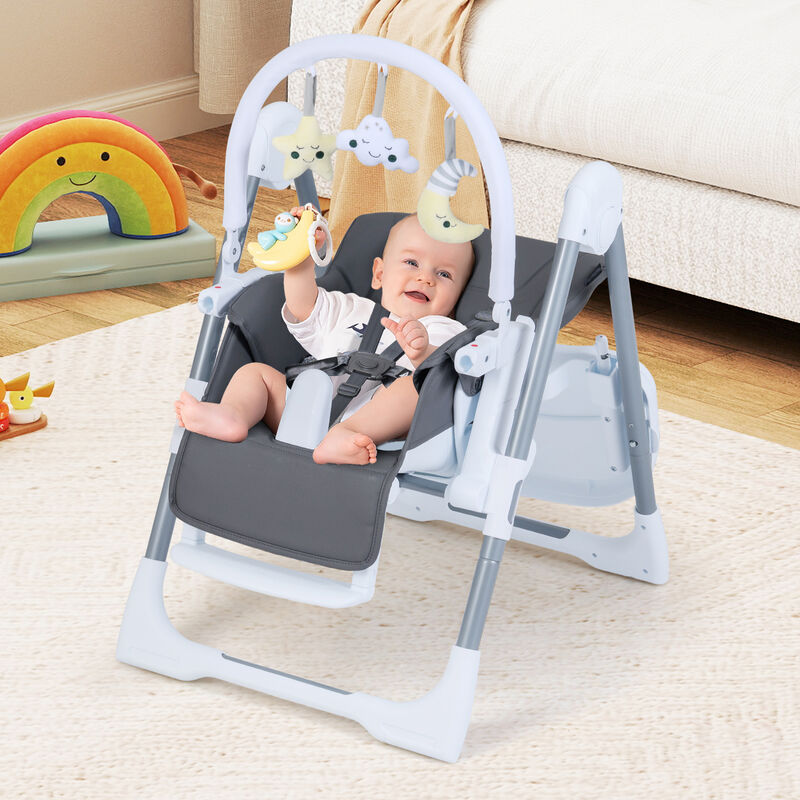 Compact Baby High Chair with Adjustable Height and Reclining Backrest image number 1