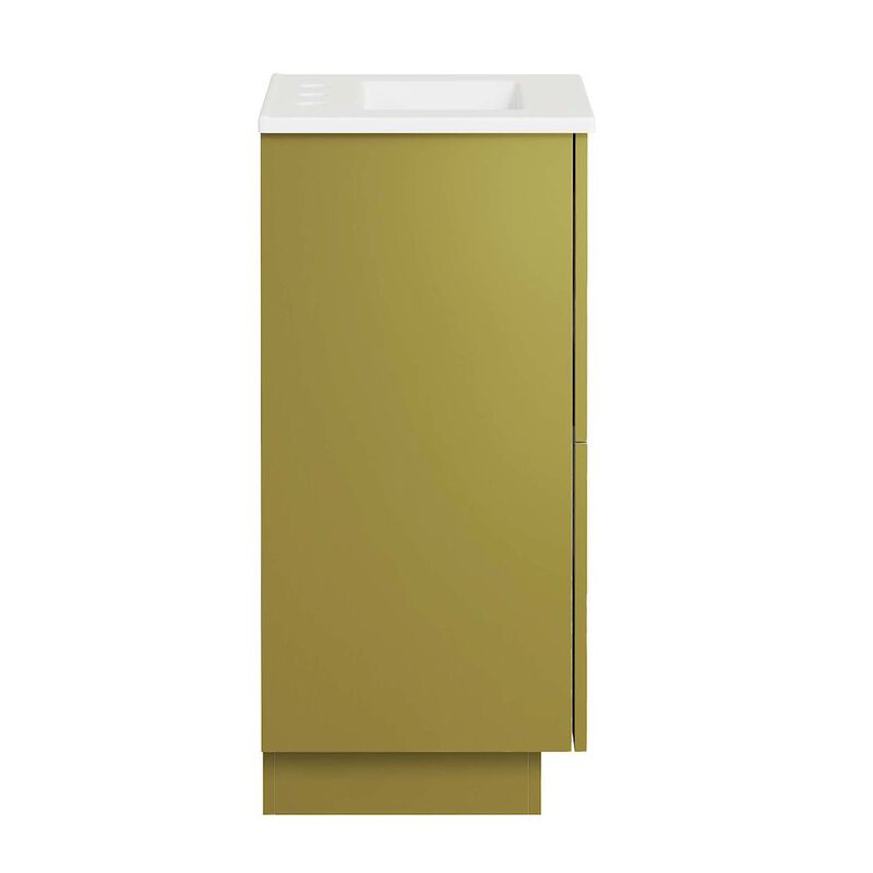 Modway Quantum Modern 18" Bathroom Vanity in White Gold with Ceramic Sink Basin and Storage Drawer image number 3