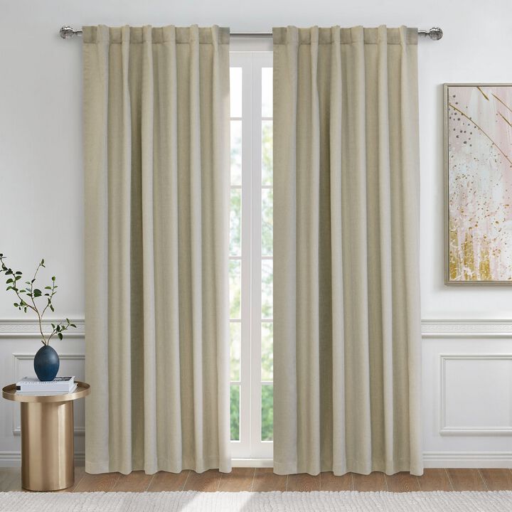 Thermaplus Baxter Total Blackout Back Tab Curtain - 52"x84", Oatmeal