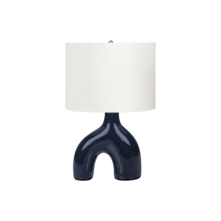 25"H, Table Lamp, Blue Ceramic, Ivory / Cream Shade, Contemporary, Modern