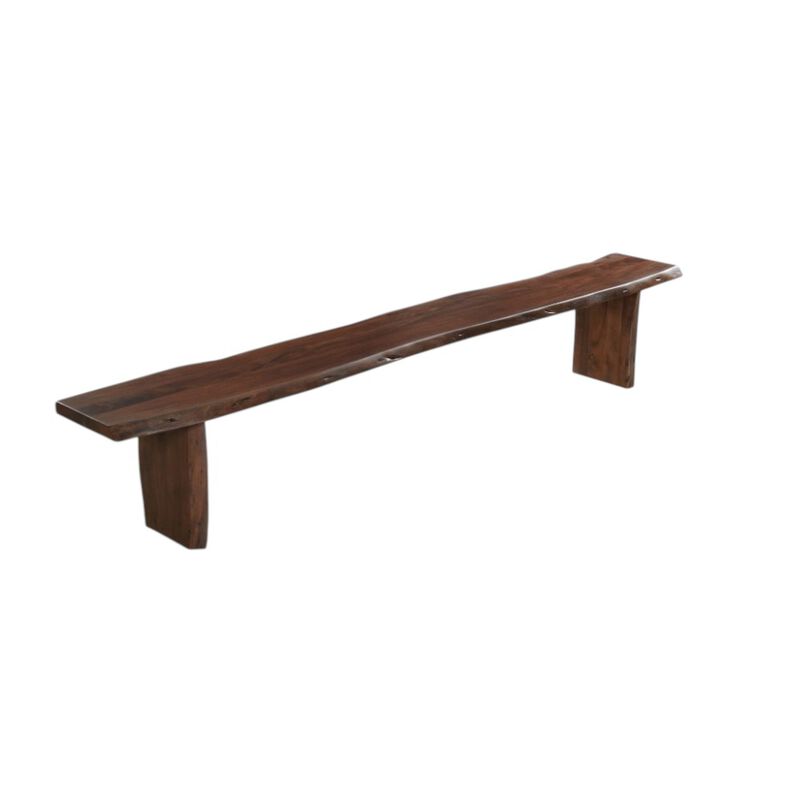 HomeRoots 60" Brown Solid Wood Solid Wood Live Edge Dining Bench image number 3