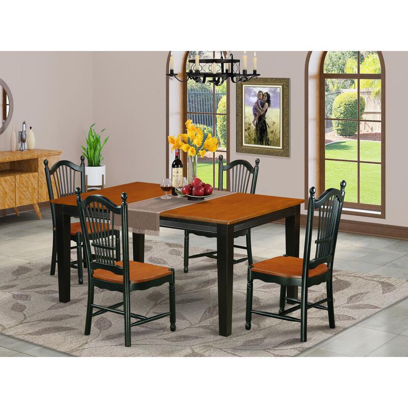 East West Furniture Dining Room Set Black & Cherry, QUDO5-BCH-W