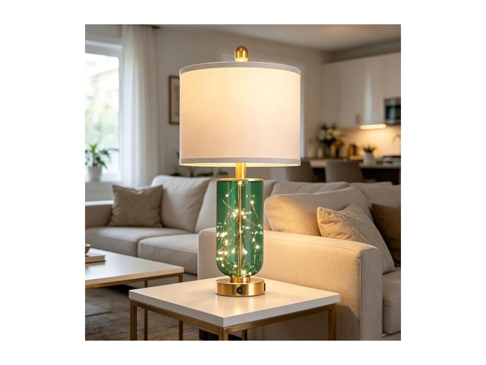 Modern Glass Table Lamps Set Of 2 For Living Room Bedroom Nightstand