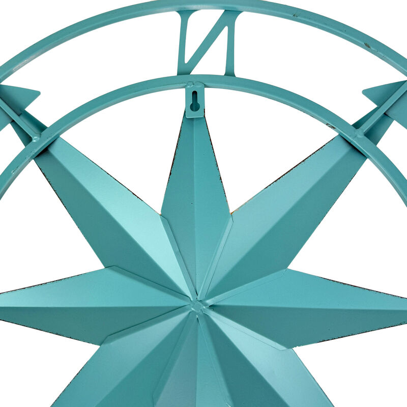 Aqua Metal Compass Rose Wall Decor 20.25 inch Coastal Nautical Beach Art image number 4
