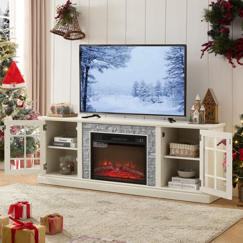 Modern TV Stand with 23" Electric Fireplace image number 3