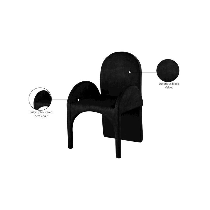 Meridian Furniture Summer Black Velvet Dining Arm Chair, Set of 2