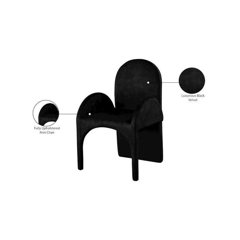 Meridian Furniture Summer Black Velvet Dining Arm Chair, Set of 2