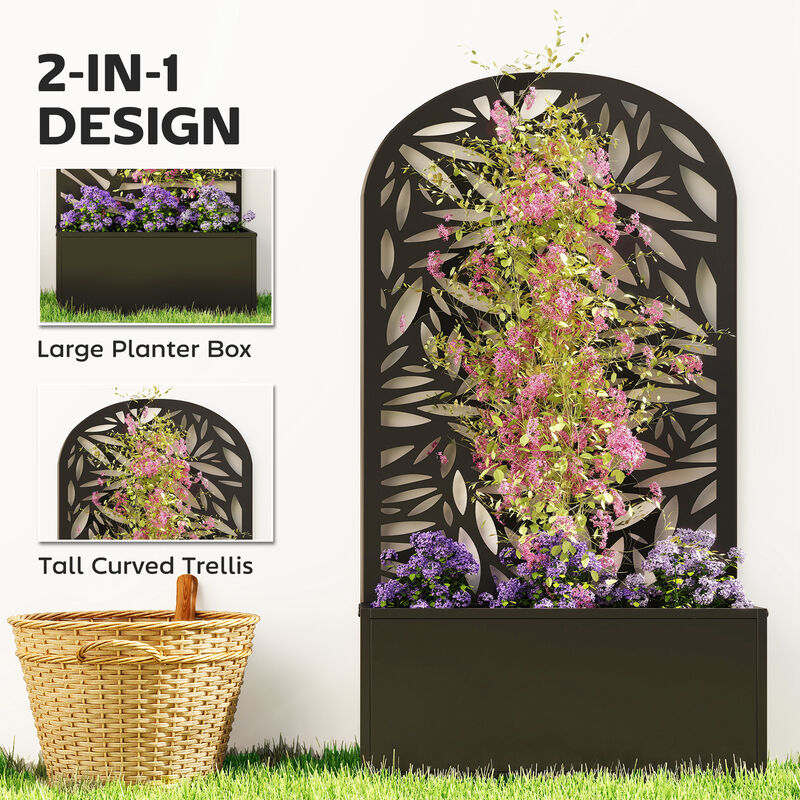 Hivvago Metal Planter Box with Trellis for Garden, Patio, or Balcony image number 3